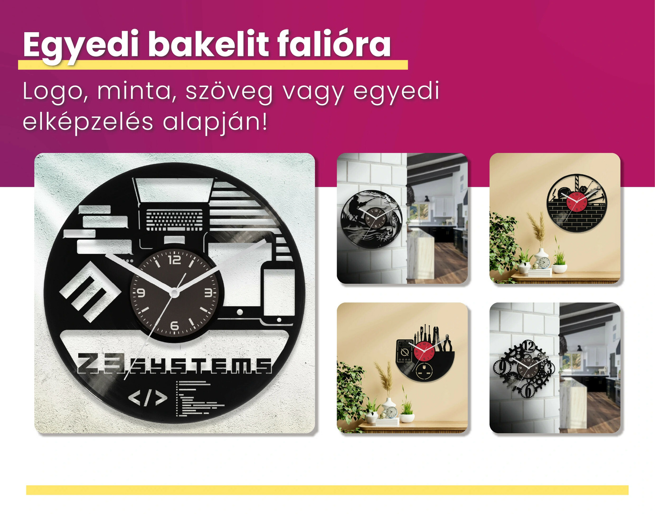Egyedi céges bakelit óra