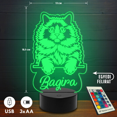 Macsakaimádó 3D Led lámpa - Egyedi felirattal