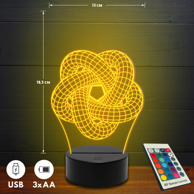 Absztrakt alakzat 3D Led lámpa - Akár egyedi felirattal