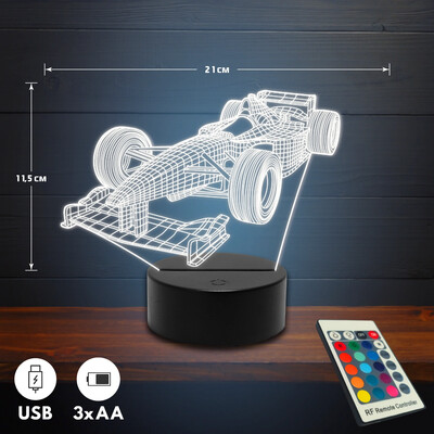 Forma1 3D Led lámpa - Akár egyedi felirattal