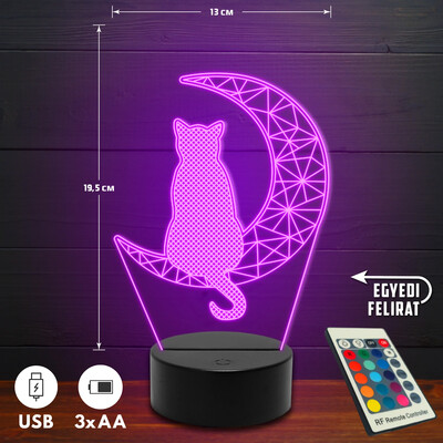 Cicás 3D Led lámpa - Akár egyedi felirattal