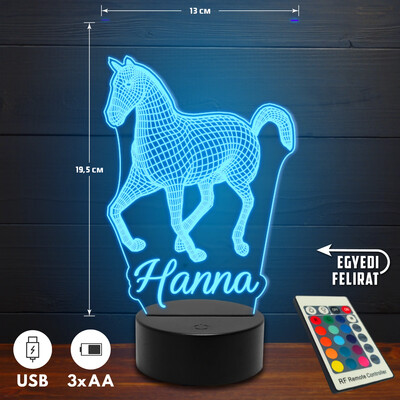 Lovas 3D Led lámpa - Egyedi felirattal