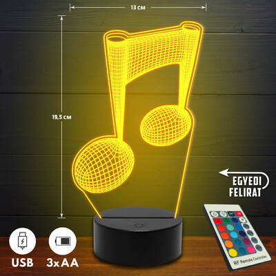 Hangjegyes 3D Led lámpa - Akár egyedi felirattal