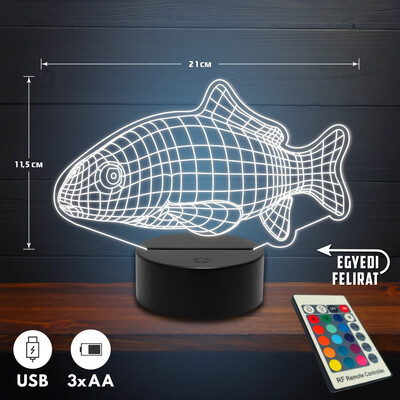Halas 3D Led lámpa - Akár egyedi felirattal