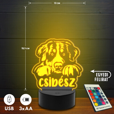 Berni pásztorkutya 3D Led lámpa - Egyedi felirattal