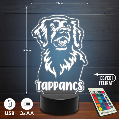 Golden retriever 3D Led lámpa - Egyedi felirattal