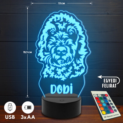 Goldendoodle 3D Led lámpa - Egyedi felirattal