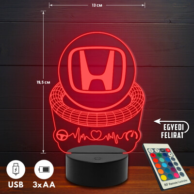 Honda 3D Led lámpa - Akár egyedi felirattal