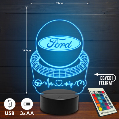 Ford 3D Led lámpa - Akár egyedi felirattal