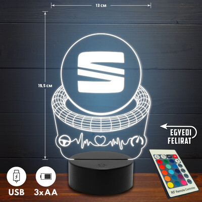 Seat 3D Led lámpa - Akár egyedi felirattal