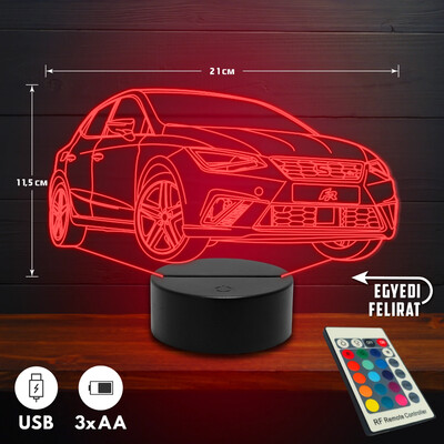 Seat Ibiza FR 3D Led lámpa - Akár egyedi felirattal