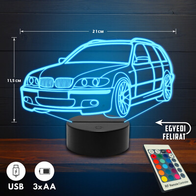 BMW E46 Touring 3D Led lámpa - Akár egyedi felirattal