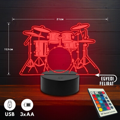 Dobos 3D Led lámpa - Akár egyedi felirattal