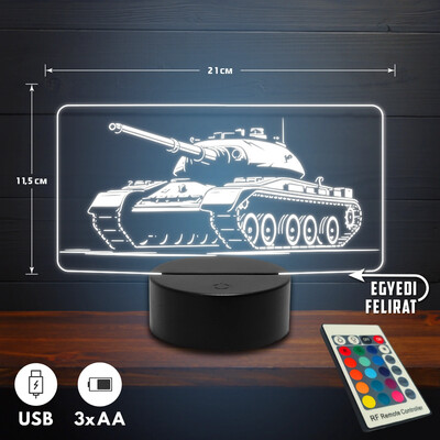 Tank 3D Led lámpa - Akár egyedi felirattal
