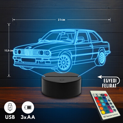 BMW M3 E30 3D Led lámpa - Akár egyedi felirattal