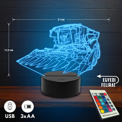 New Holland kombájn 3D Led lámpa - Akár egyedi felirattal