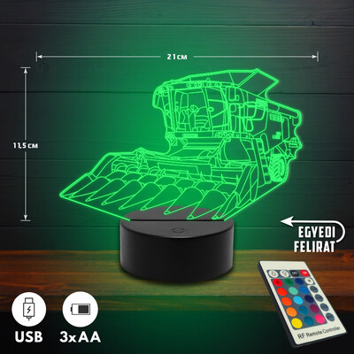 Claas Lexion kombájn 3D Led lámpa - Akár egyedi felirattal