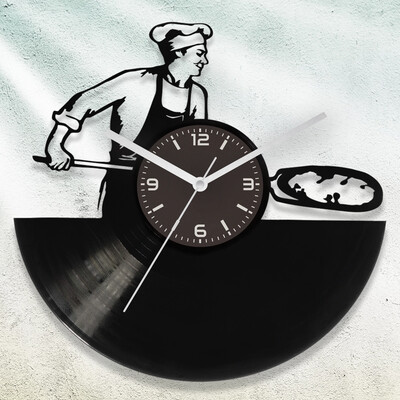 Pizza szakács bakelit óra - Akár egyedi felirattal