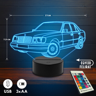 Mercedes-Benz 200 (W124) 3D Led lámpa - Akár egyedi felirattal