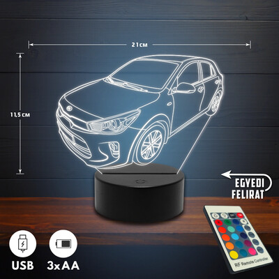 KIA Rio YB 3D Led lámpa - Akár egyedi felirattal