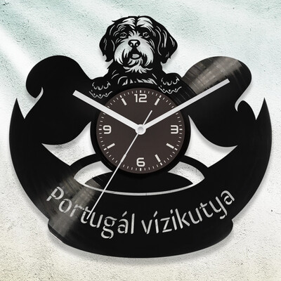 Portugál vízikutya fejes bakelit óra - Akár egyedi felirattal