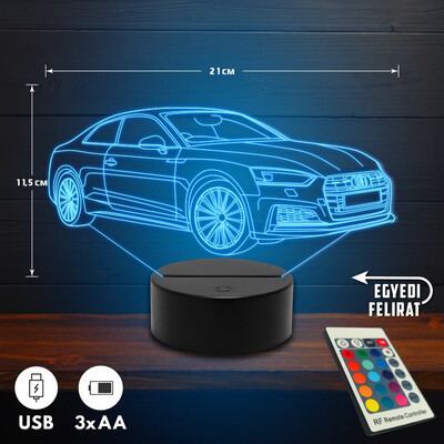 Audi A5 Coupe S-Line 3D Led lámpa - Akár egyedi felirattal