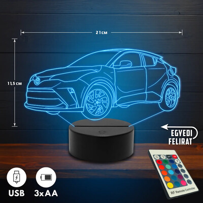 Toyota C-HR 3D Led lámpa - Akár egyedi felirattal