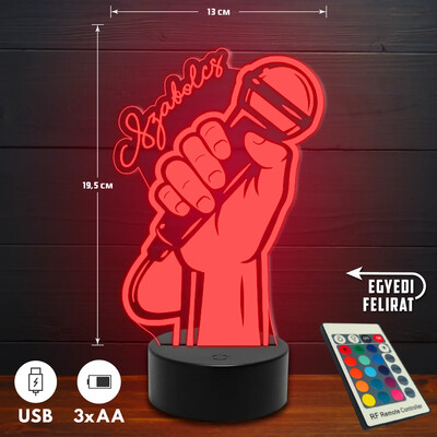 Énekes 3D Led lámpa - Egyedi felirattal