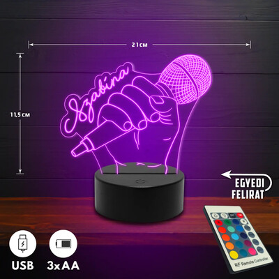 Énekes 3D Led lámpa - Egyedi felirattal