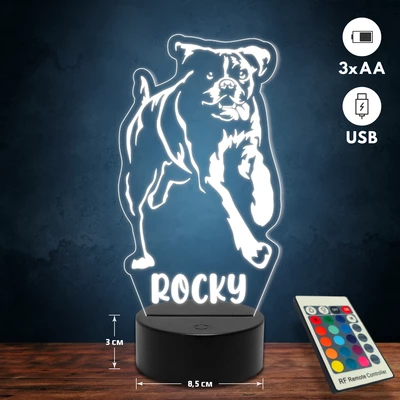 Rottweiler kutyás 3D Led lámpa