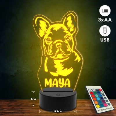 Francia bulldog kutyás 3D Led lámpa