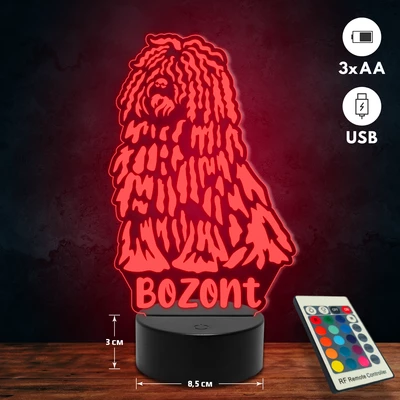 Puli kutyás 3D Led lámpa