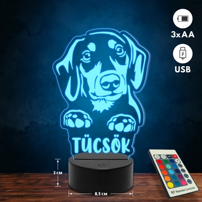 Tacskó kutyás 3D Led lámpa