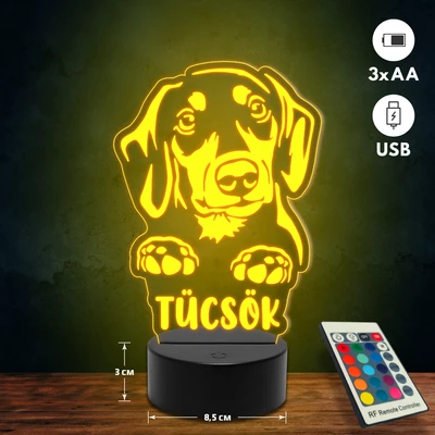 Tacskó kutyás 3D Led lámpa