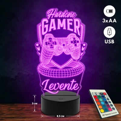 Hardcore Gamer 3D Led lámpa