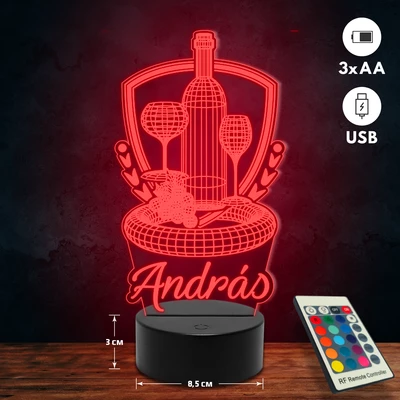 Borkedvelő 3D Led lámpa