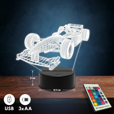 Forma 1 autós 3D Led lámpa