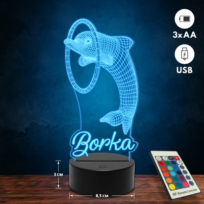 Delfin 3D Led lámpa