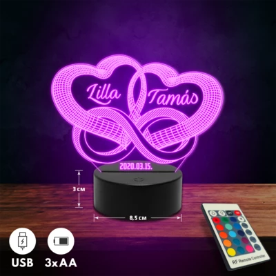 Romantikus 3D Led lámpa - Egyedi felirattal
