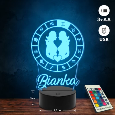 Ikrek csillagjegyes 3D Led lámpa