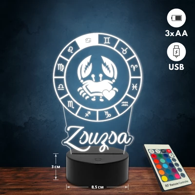 Rák csillagjegyes 3D Led lámpa
