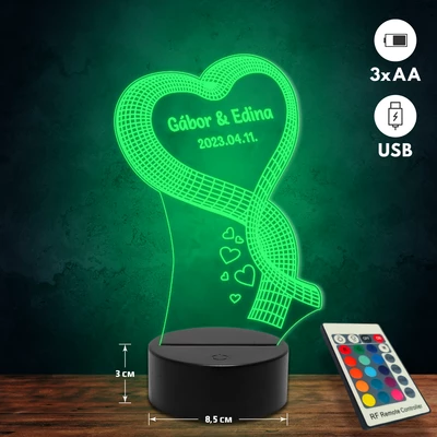 Romantikus 3D Led lámpa - Egyedi felirattal