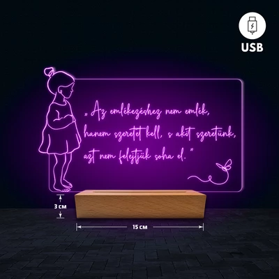 Kislány vonalrajz egyedi feliratos 3D Led lámpa - Búcsúztató