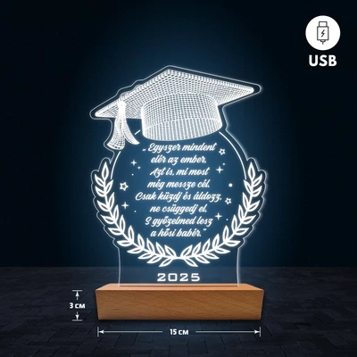 Végzős egyedi feliratos 3D Led lámpa - Diplomaosztó