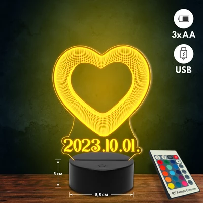 Üres szív romantikus 3D Led lámpa