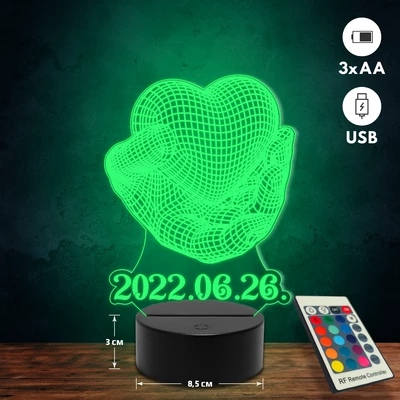 Kézben tartott szív 3D Led lámpa