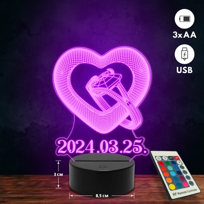 Eljegyzés 3D Led lámpa