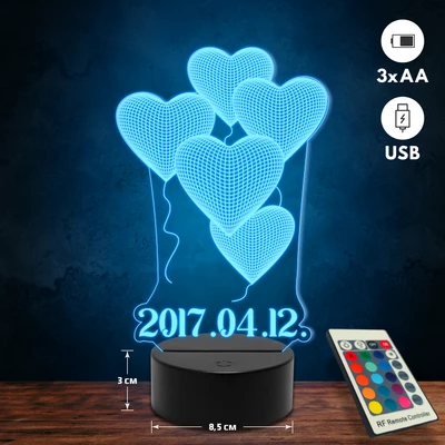 Romantikus 3D Led lámpa - Egyedi felirattal