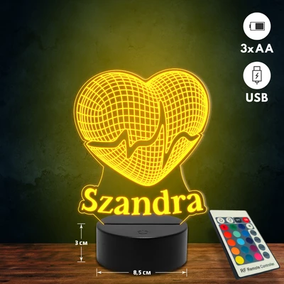 Szívritmusos romantikus 3D Led lámpa