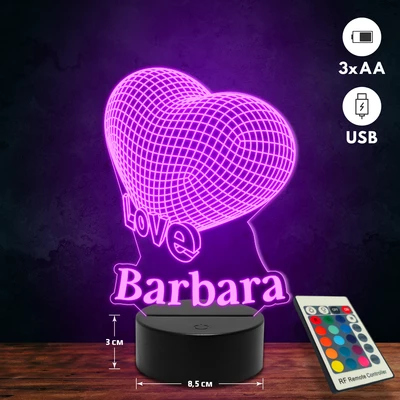 Szív alakú 3D Led lámpa